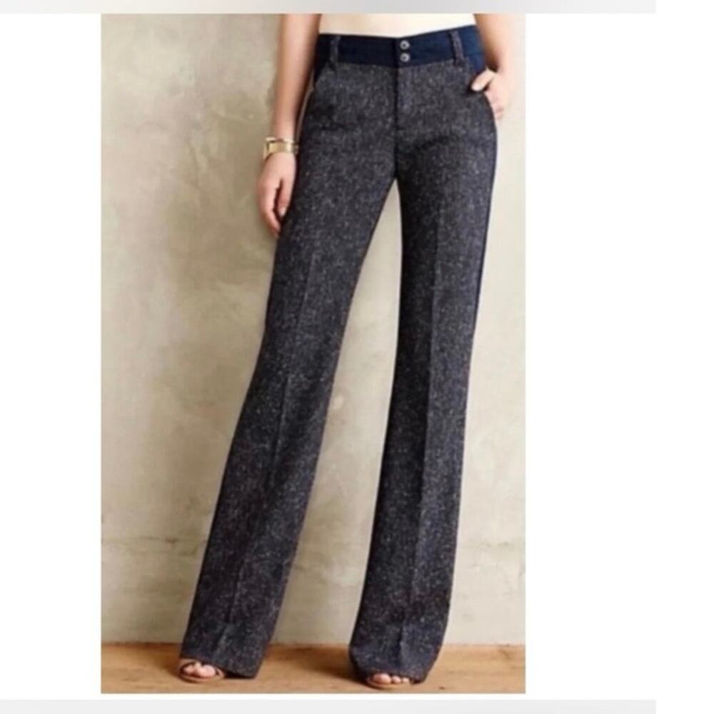 Elevenses
Anthropologie The Brighton
Wide Leg Tweed Trousers Grey & Navy Blue 12